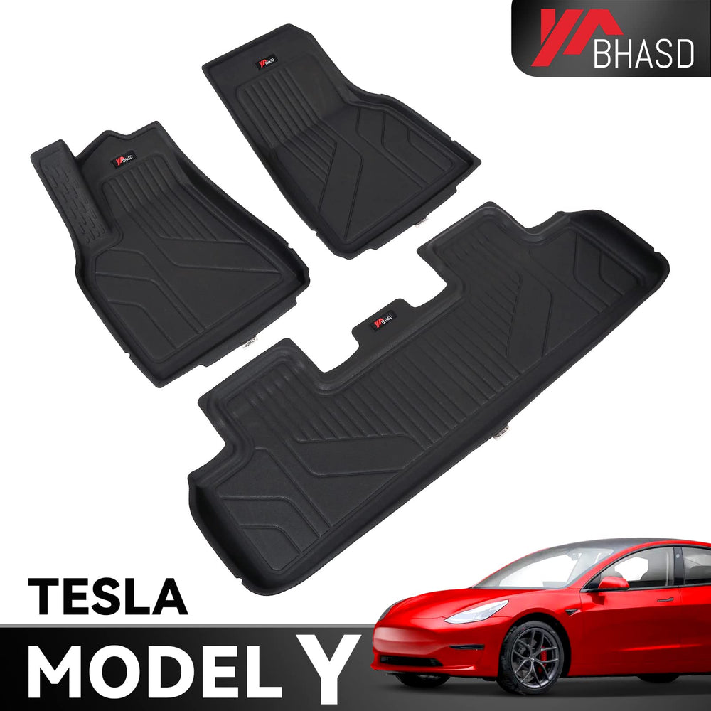 BHASD Tesla Model Y Floor Mats Liners（3 pcs）