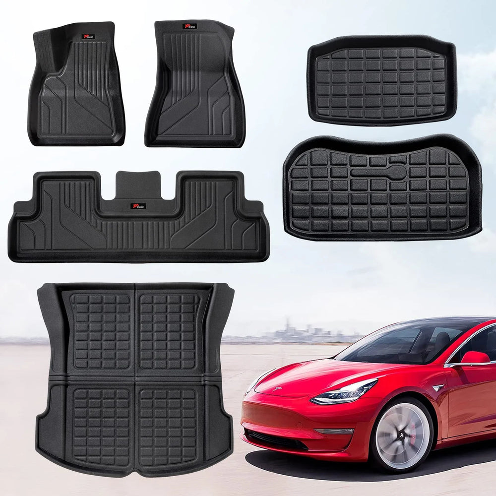BHASD Tesla Model Y Floor Mats Liners（6 pcs）